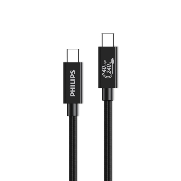 Cáp sạc Philips DLC2608BK Type - C to Type - C (USB 4.0) Max 240W 0.5M